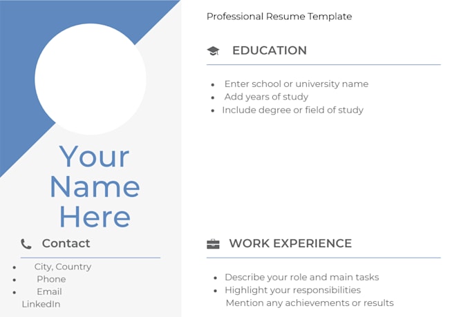 design a modern professional CV resume template